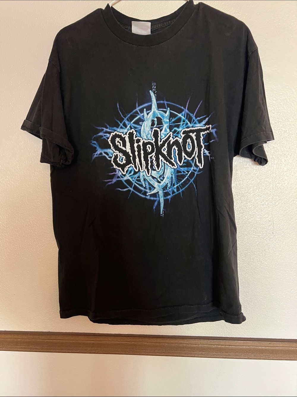 Black Graphic Band T‑Shirt with Blue Logo